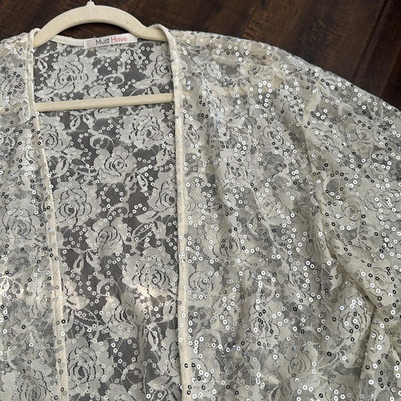 Sequin & Lace Kimono by Must Have Size L - Picture 2 of 4